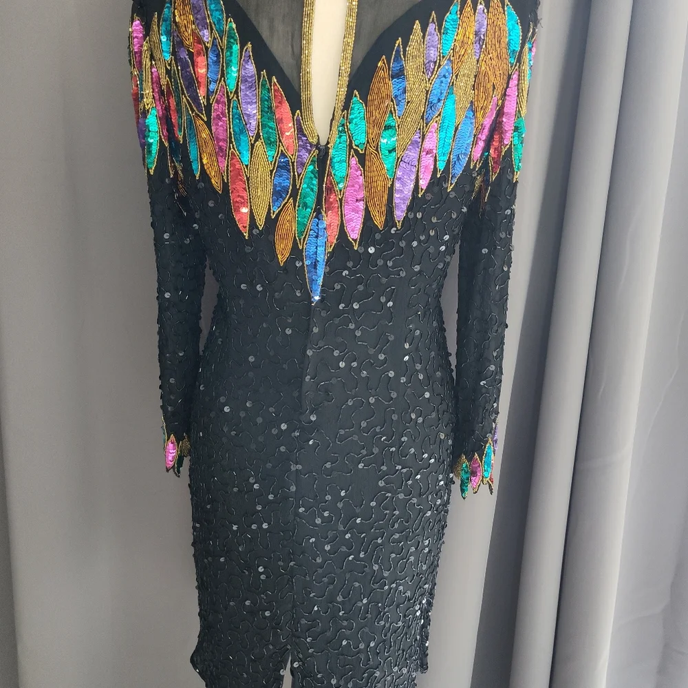 Leslie Fay 80s beaded dress size 8 vintage dress - Picture 6 of 12